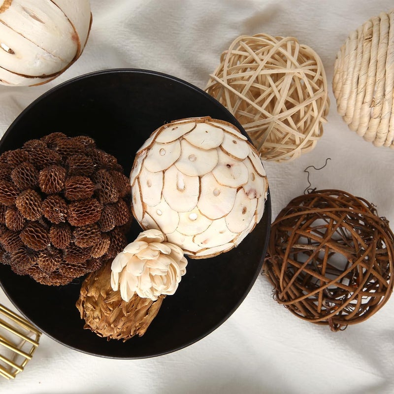 CIR OASES Decorative Bowl & Vase Filler Balls for Home Decor, Set of 6 PCS Natural Tone Rattan Wicker Balls Centerpieces Decoration, Decorative Orbs Vase Bowl Filler for Table Centerpieces - Image 3